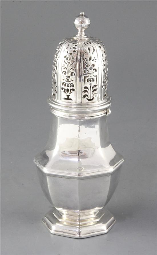 A large George I Britannia standard silver sugar caster by John Chartier, 13.5 oz.